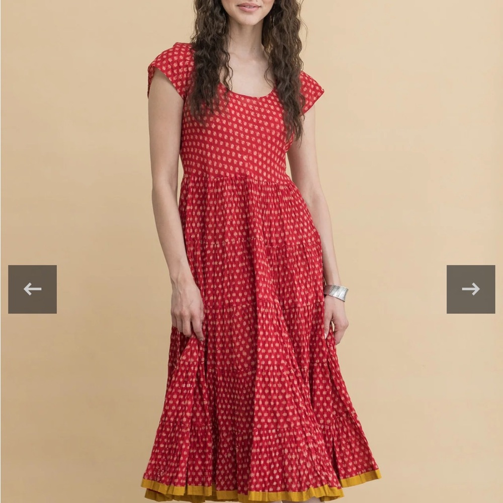 💜 Passamentrie Trade Cloth Baila Conmigo Cap Sleeve Dress - Scarlet Calico (S)